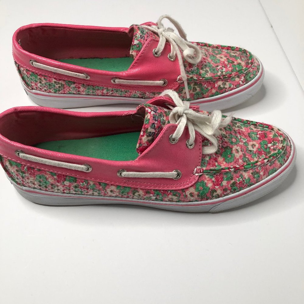Sperry Sequin Flower shoes size 9.5M flats pink